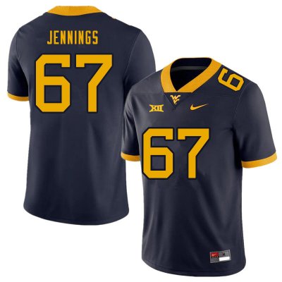 Men's West Virginia Mountaineers NCAA #67 Chez Jennings Navy Authentic Nike Stitched College Football Jersey ZK15V11YW